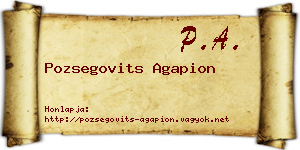 Pozsegovits Agapion névjegykártya